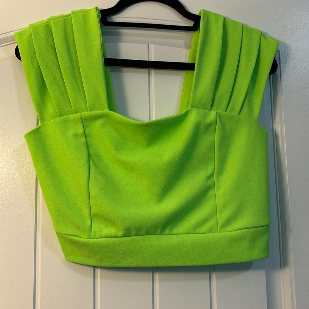 Neon Green Shoulder Crop Top